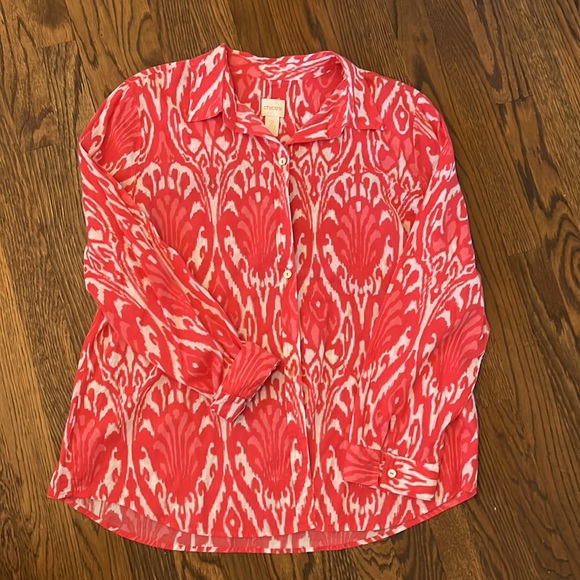 Excellent condition!!! Chico’s size 2 button down. Super soft cotton. - Picture 3 of 5
